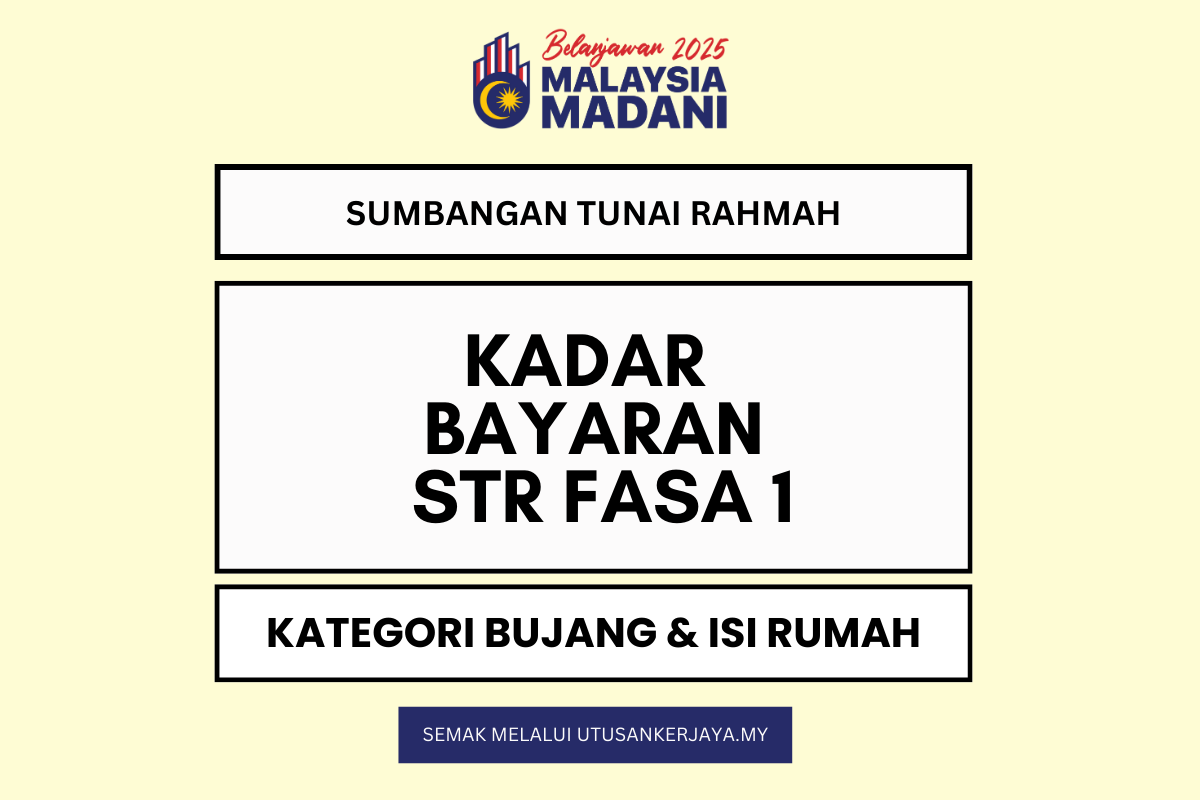 KADAR BAYARAN STR FASA 1 : KATEGORI BUJANG HINGGA ISI RUMAH