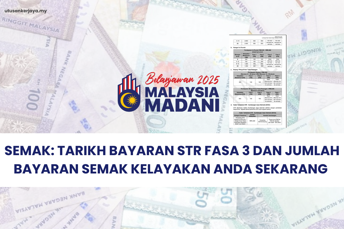SEMAK: TARIKH BAYARAN STR FASA 3 DAN JUMLAH BAYARAN SEMAK KELAYAKAN ANDA SEKARANG DI SINI